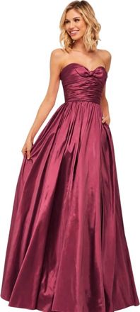 Sherri Hill Taffeta Strapless Ball Gown In Berry