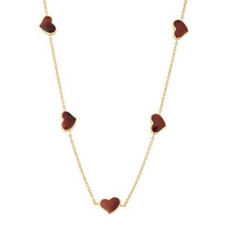 Jan Leslie Five Station Heart 30 Necklace Set In Sterling Silver With 18K Gold Overlay in Red at Nordstrom