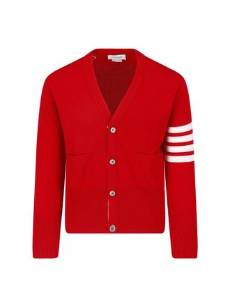 Thom Browne Red 4-Bar Cashmere Cardigan
