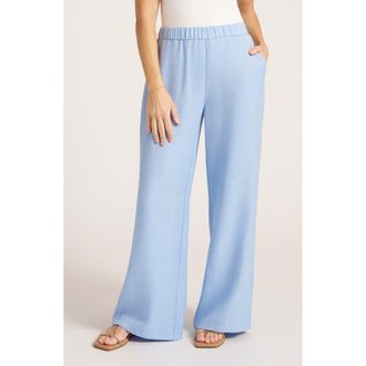 Matty M Sadie Wide Leg Pull-On Pants in Chambray at Nordstrom, Size X-Small