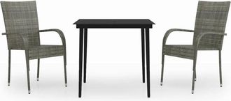 vidaXL Juego De Comedor De Jard&iacute;n 3 Piezas Gris Y Negro Vidaxl