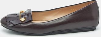 Tod's Tods Burgundy Leather Fringe Ballet Flats