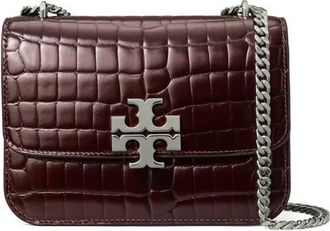 Tory Burch Small Eleanor Convertible Croc Embossed Leather Shoulder Bag in Albarossa at Nordstrom