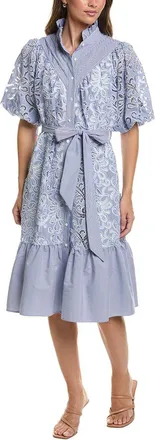 Gracia Floral Lace Stripe A-Line Dress