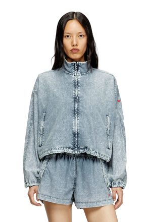 Diesel Cropped jacket in recycled nylon taslan - Jackets - Woman - Blue