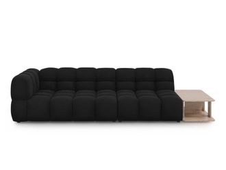 Cosmopolitan Design Sof&aacute; modular derecho 4 plazas de terciopelo negro