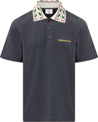 Casablanca Laurel Pique Polo - Heren - Polos - Blauw - L - Katoen - Tops