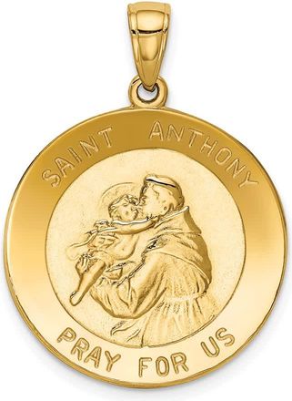 Diamond2Deal 14k Yellow Gold Polished Solid Saint Anthony Large Round Medal Pendant