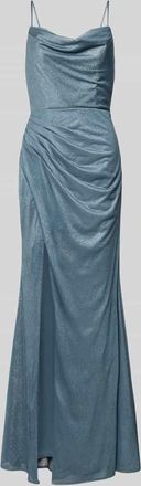 Luxuar Luxuar Abendkleid mit Wasserfall-Ausschnitt in Rauchblau, Gr&ouml;&szlig;e 42