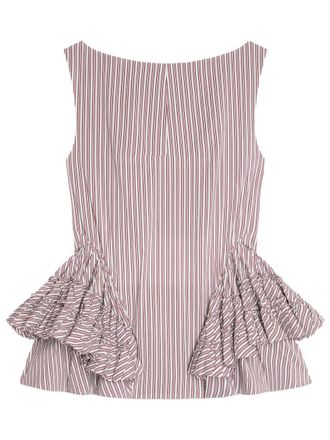 Dries Van Noten Brown Stripes Boat Neck Top