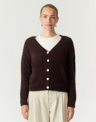 Vero Moda Cardigan lavorato a maglia color caff&egrave;-Marrone