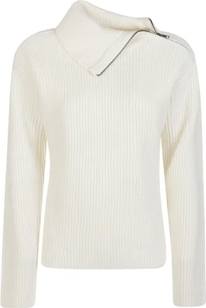 P.A.R.O.S.H. Ladybird Ribbed Wool Asymmetrical Sweater