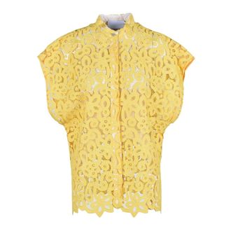 Erika Cavallini Semi Couture Overhemden, Dames, Geel, M, Polyester, Overhemd