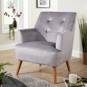 Home Source Industries Arta Accent Chair Armchair Occasional Sofa Modern Upholstered Seating in Silver