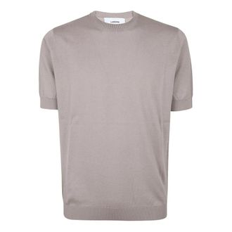 Lardini Round-neck Knitwear, male, Gray, Size: XL Crew Neck Short-Sleeve T-Shirt