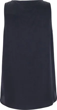 Max Mara Womens Blue Sleeveless Top With Round Neck Silk Tops