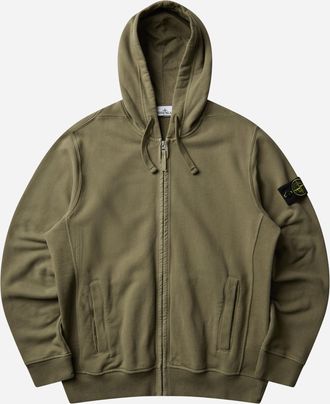 Stone Island Men s Organic Cotton Fleece Zip Hoodie Military Green