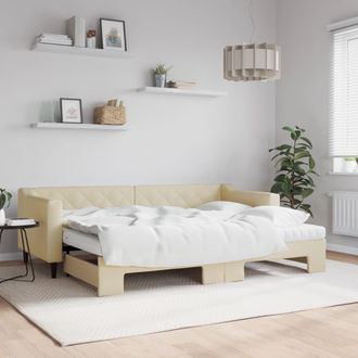 vidaXL Vidaxl - Sof&aacute; Cama Nido Con Colch&oacute;n Tela Crema 80x200 Cm