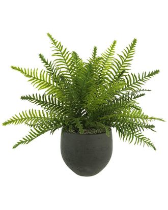 Creative Displays Inc. Outdoor Uv-Rated Fern In Fiberstone Pot