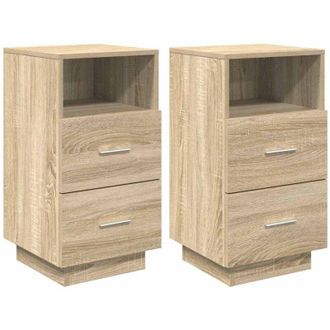vidaXL Mesitas De Noche 2 Uds Con 2 Cajones Roble Sonoma 36x36x68 Cm Vidaxl