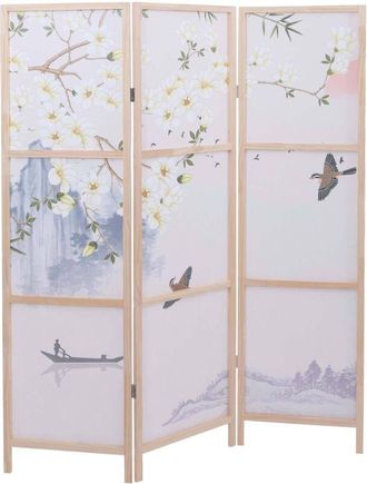 Hhg Biombo Hhg-674, Mampara Divisoria, Protecci&oacute;n Visual, Separaci&oacute;n De Espacios, Motivos Naturales, Madera, Mvg, Polietileno, 170 X 137 Cm, Flores De Cer