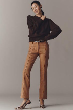 Lioness Bella Faux-Suede Low-Rise Straight-Leg Pants