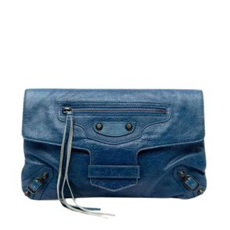 Balenciaga Pre-owned Clutches, female, Blue, Size: ONE SIZE Pre-owned The Motocross Envelope Clutch