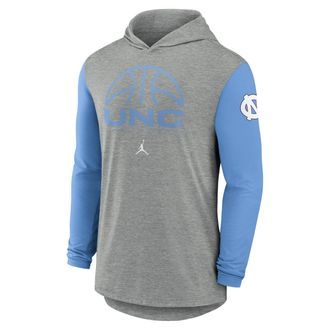 Nike Jordan Mens North Carolina Basketball Jordan Brand Dri-FIT College Long-Sleeve Hooded T-Shirt in Grey | 0JNB085NNCN-8SY