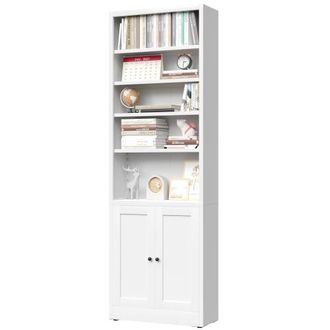 OEM Libreria In Metallo Con 5 Ripiani E Anta, Stile Industriale Bianco Con Ripiani Regolabili, Dimensioni H 180 &times; L 60 &times; P 23,6 Cm, Adatta Per Soggiorno, 