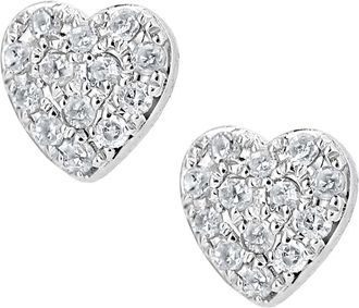 Diamant L'&eacute;ternel Womens 9ct White Gold Diamond Heart Cluster Earrings - One Size