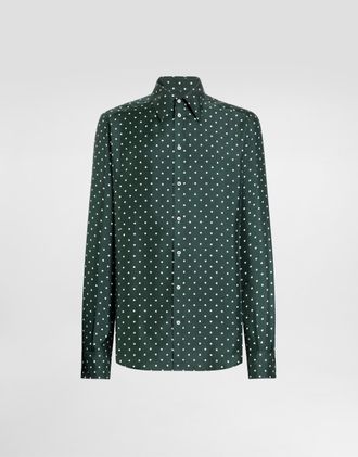 Dolce & Gabbana Polka Dot-print Silk Twill Martini Shirt - Man Collection Multicolor 38