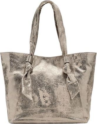 Frye Nora Knotted Tote Tote Handbags Cream Metallic, Leather
