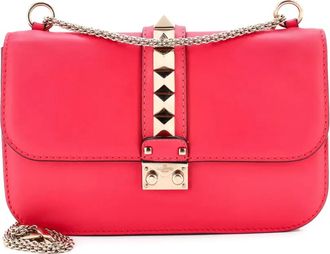 Valentino Garavani Glam Lock Leather Medium shoulder bag - Roze