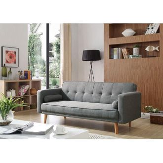 Elegant Lighting Grey Sofa Bed 3 Seater Adjustable 3 Inclining Positions Back Padded Sofabed Suite with 2 Cushions for Living Room - Elegant