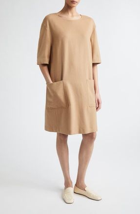 Lafayette 148 New York Patch Pocket Camel Hair Shift Dress at Nordstrom, Size Large