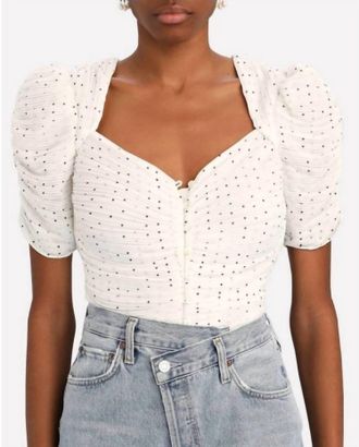 Frame Denim Gathered Button Front Top In Off White