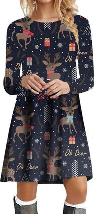 Generic Dresses for Women UK, Women Long Sleeve Loose Plain Plus Size Maxi Dresses Long Black Skirt Little Black Dress for Womens Summer Christmas Costumes Sl