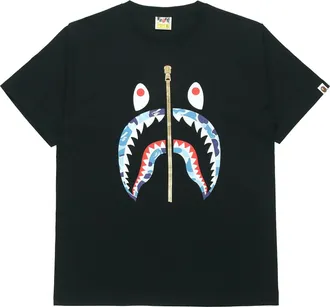 A Bathing Ape Shark Face Half Zip T-Shirt Black BAPE19SS-009