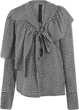 Petar Petrov Prince of Wales Check Draped Blouse Size M