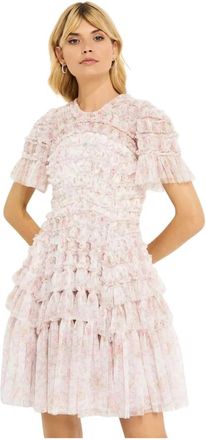 Needle & Thread Roze Bloemenprint Jurk Ditsy Valentine - Dames - Korte kleedjes - Roze - XS - Tule - Kleedjes