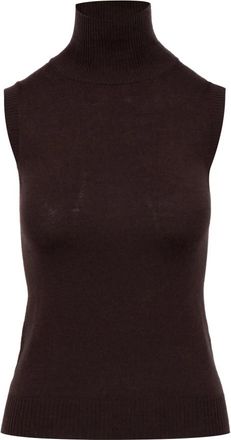 Sportmax Vertigo Sleeveless Turtleneck - Dames - Coltruien - Bruin - XS - Wol - Truien & Vesten