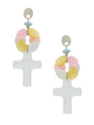 Amir Slama clear cross earrings - Neutrals