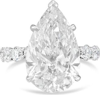 Diana M. Jewels 14kt white gold 3ct lab grown Pear Diamond Pav&eacute; Band Ring
