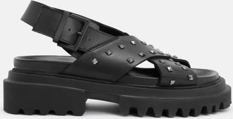 AllSaints Womens Cow Leather Cosmo Leather Studded Crossover Sandals, Size: UK 8/US 11/EU 41