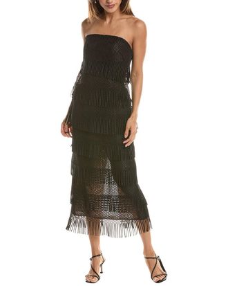 Lela Rose Macrame Lace Silk-Trim Column Dress