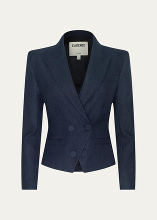 L'agence Risa Striped Double-Breasted Blazer