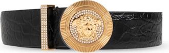 Versace Leren riem - Dames - Riemen - Zwart - 70 CM - Leer - Accessoires