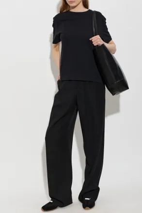 Toteme T-shirt With Embroidered Logo, Womens, Black