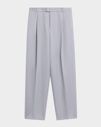 Bottega Veneta Men & apos;s Wool Chevron Pleated Wide-Leg Trousers