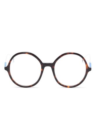 Eyepetizer Occhiali tondi con effetto tartarugato - Marrone